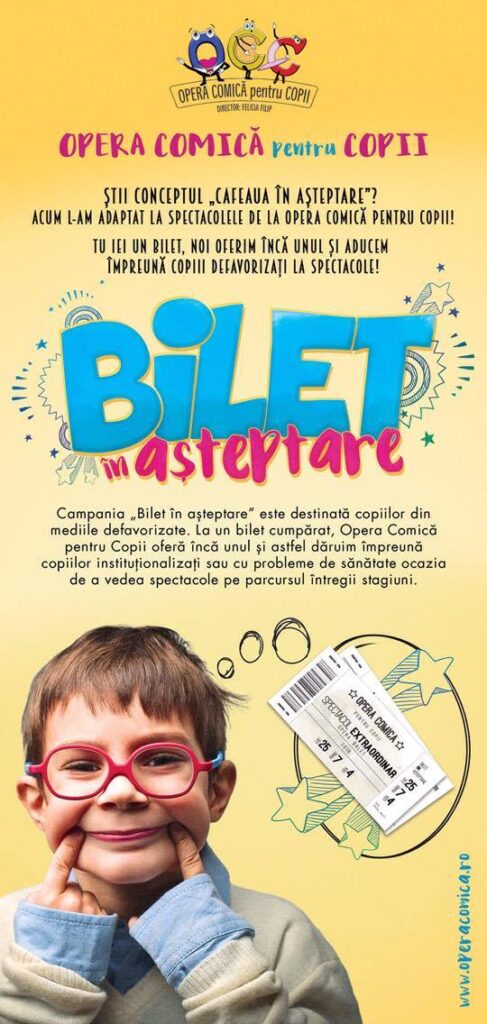 Opera Comică pentru Copii continuă campania ”Bilet în așteptare”