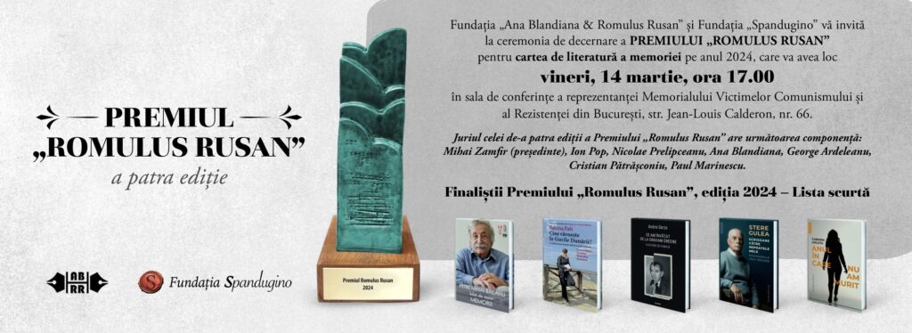 Ceremonia de decernare a premiului „Romulus Rusan” pentru cartea de literatură a memoriei