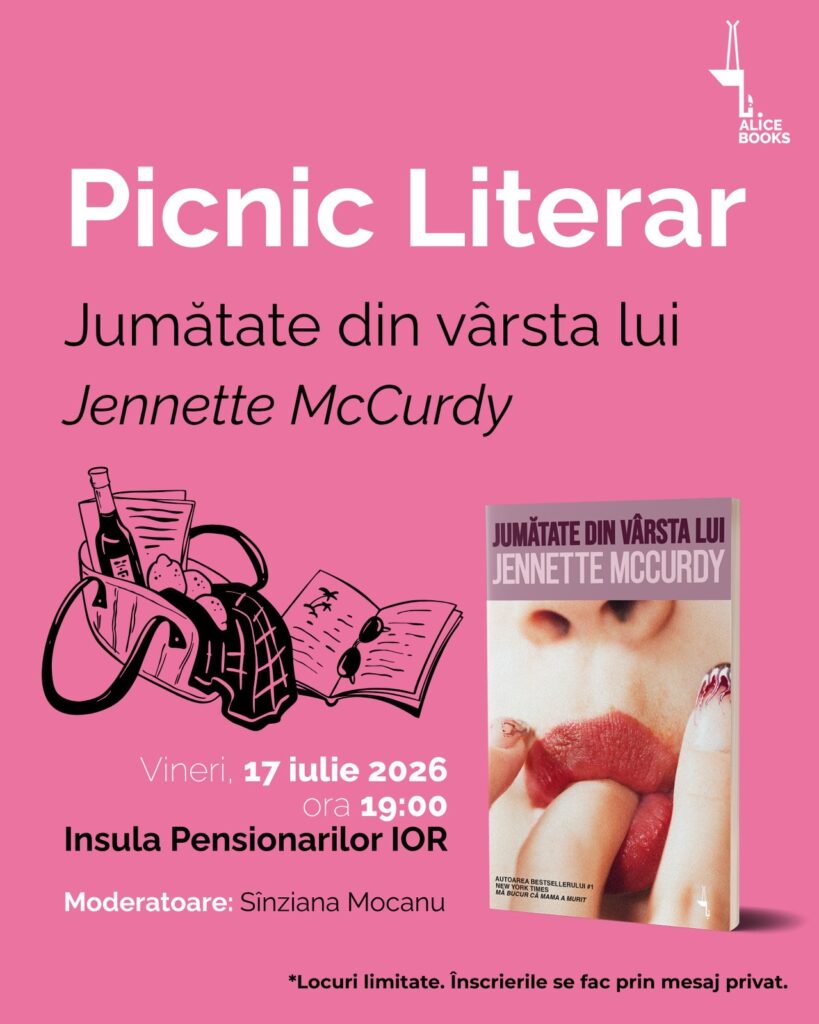 Editura Alice Books lansează seria de evenimente Picnicuri literare, cu debutul în beletristică al mult iubitei actrițe Jennette McCurdy, «Jumătate din vârsta lui»