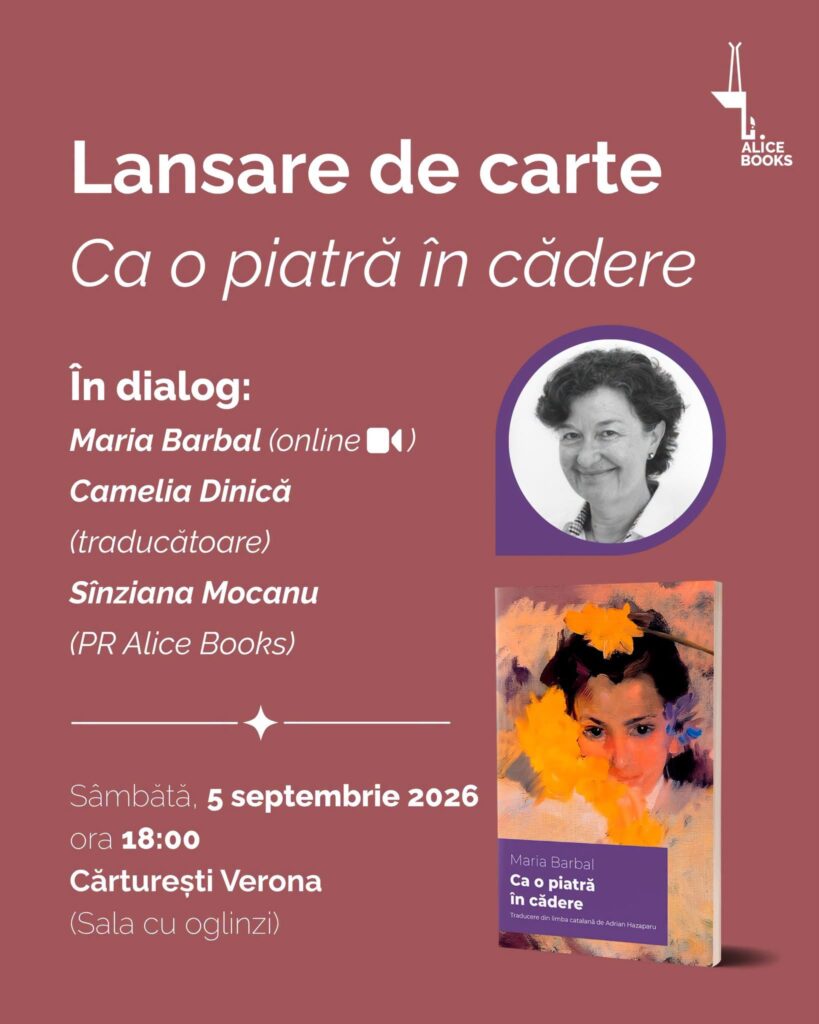 O voce emblematică a literaturii catalane ajunge la București: Maria Barbal își prezintă romanul „Ca o piatră în cădere”